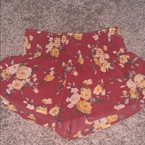 red and floral fabric shorts!